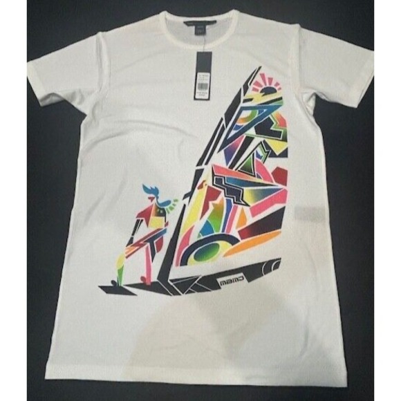 Marc By Marc Jacobs Mens White Graphic Wind Surfing T-Shirt NWT-Size XS MSRP $78 - Picture 1 of 12